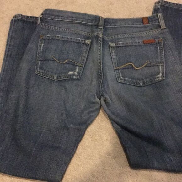 74AMK Distressed Blue Boot Cut Jeans - Picture 5 of 6